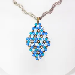 Pendant 45cm - Marissa Rhombus M-Khaki Braid - Pendant 45cm - Laiton bronze